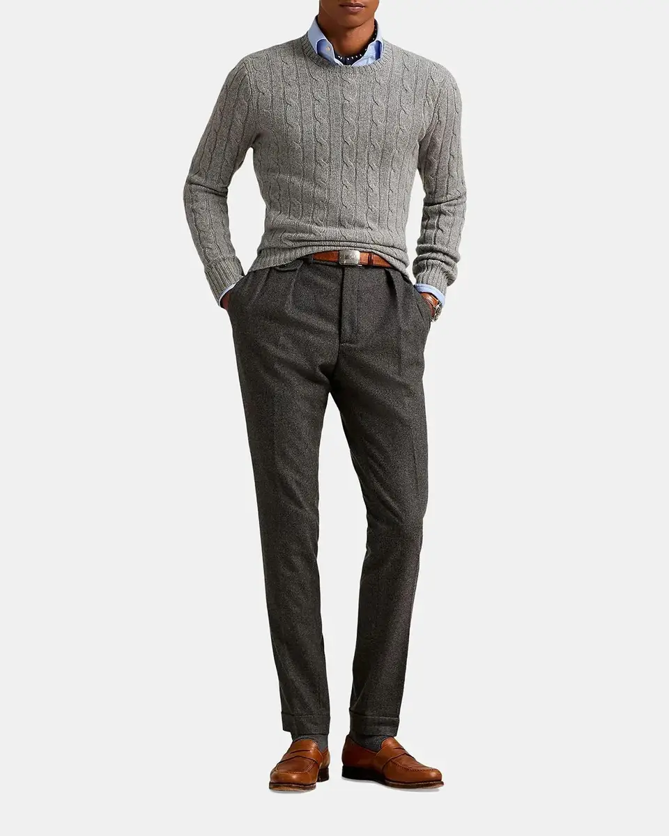 Polo Ralph Lauren Men's The Iconic Cable-Knit Cashmere Sweater | Thumbnail 2 Polo Ralph Lauren Men's The Iconic Cable-Knit Cashmere Sweater | Thumbnail 2