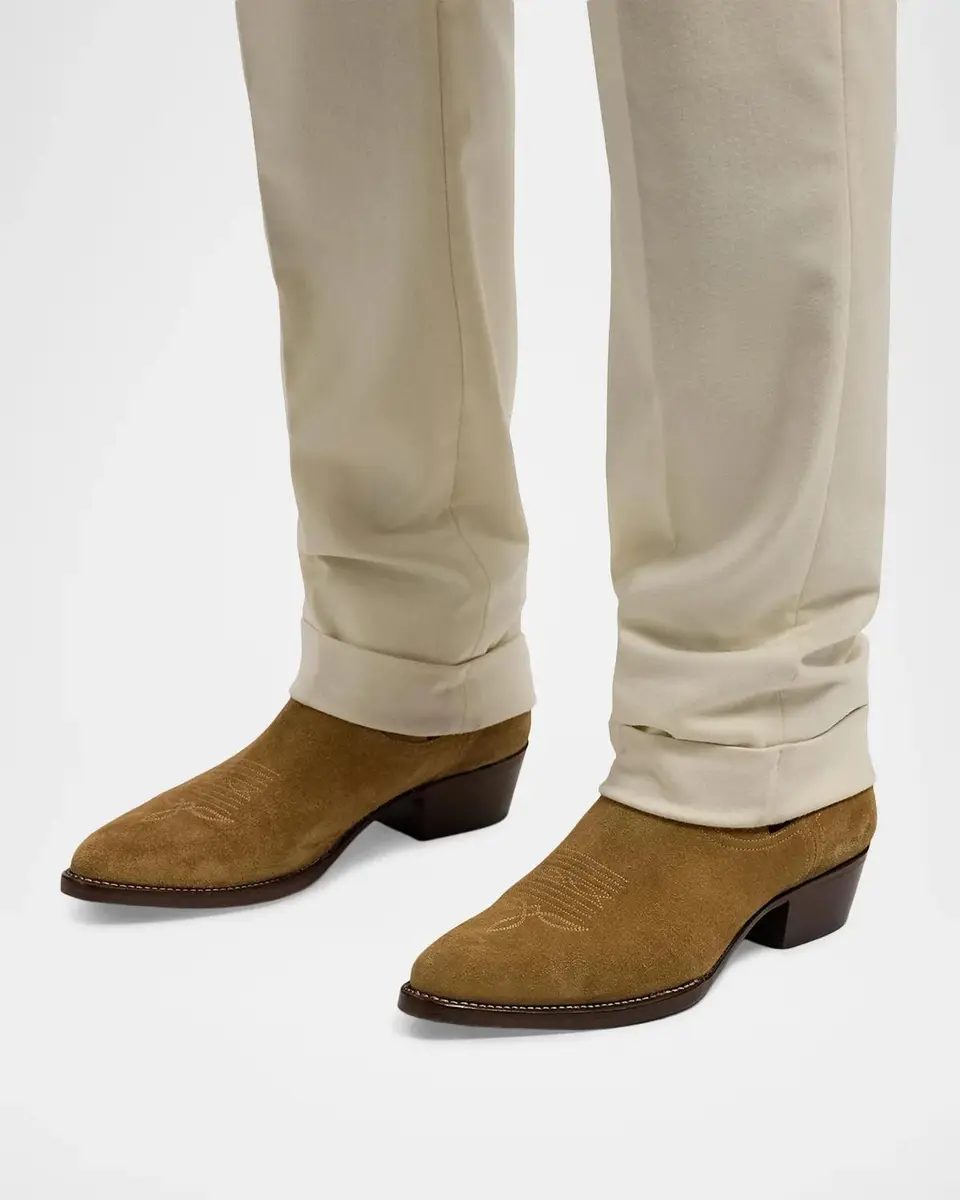 Ralph Lauren Purple Label Men's Calf-Suede Chelsea Western Boots | Thumbnail 2