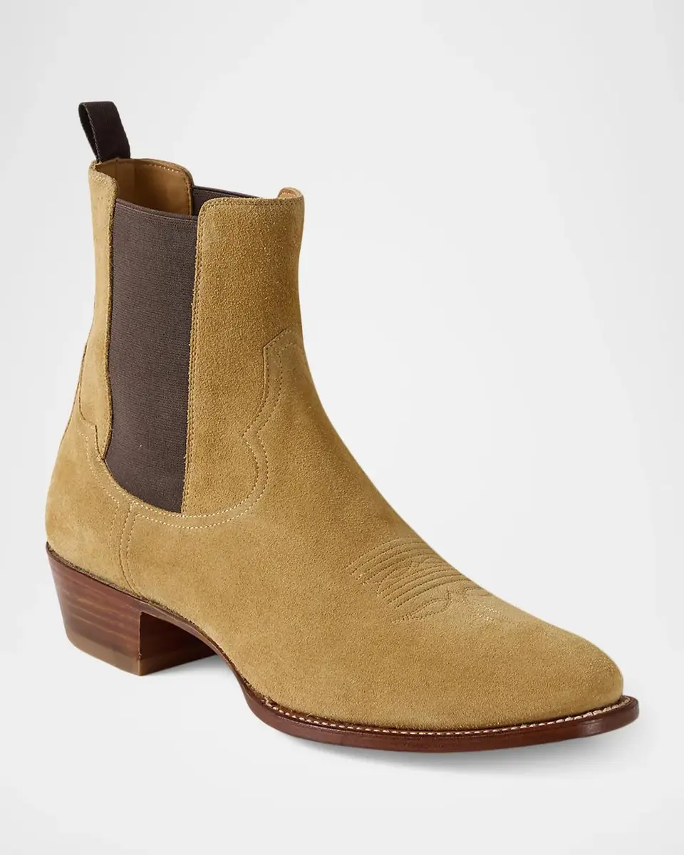Ralph Lauren Purple Label Men's Calf-Suede Chelsea Western Boots | Thumbnail 6