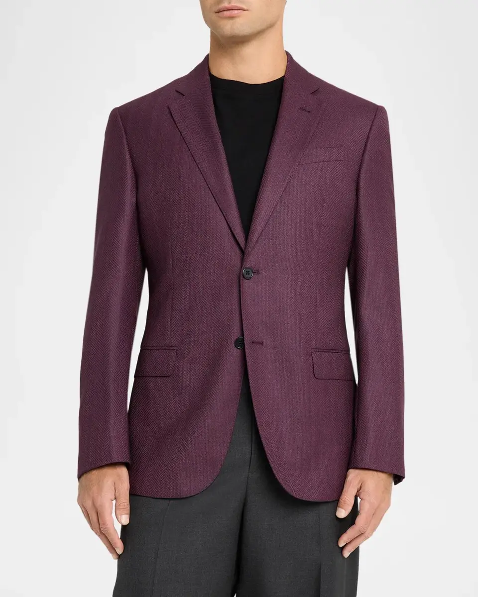 Emporio Armani Men's G-Line Wool Slim Herringbone Sport Coat | Thumbnail 4 Emporio Armani Men's G-Line Wool Slim Herringbone Sport Coat | Thumbnail 4
