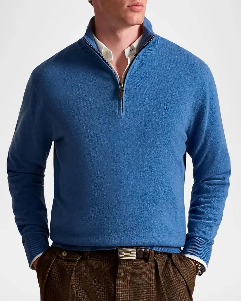 Polo Ralph Lauren Men's Logo Wool Quarter-Zip Sweater | Thumbnail 4