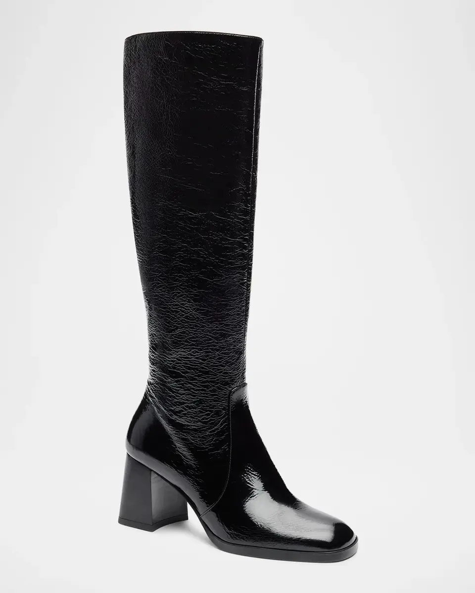 Stuart Weitzman 70mm Vera Crinkle Patent Leather Knee-High Boots | Thumbnail 2 Stuart Weitzman 70mm Vera Crinkle Patent Leather Knee-High Boots | Thumbnail 2