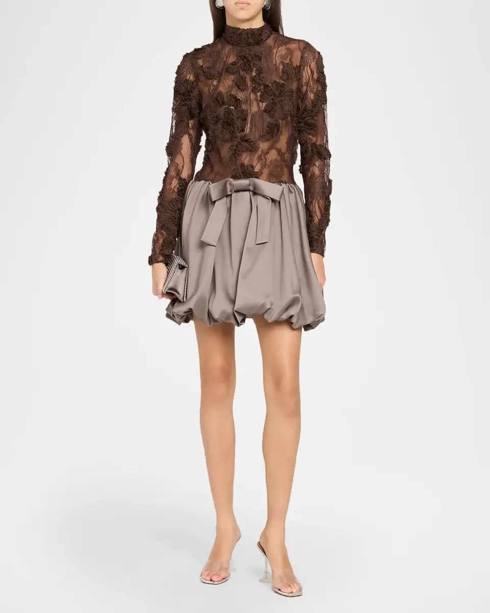 Aknvas Jette Mixed-Media Lace Bubble Mini Dress | Thumbnail 2 Aknvas Jette Mixed-Media Lace Bubble Mini Dress | Thumbnail 2