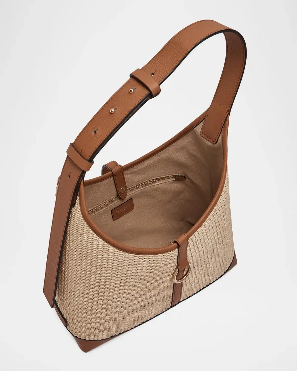 Strathberry Kite Midi Raffia-Effect Hobo Bag | Thumbnail 4