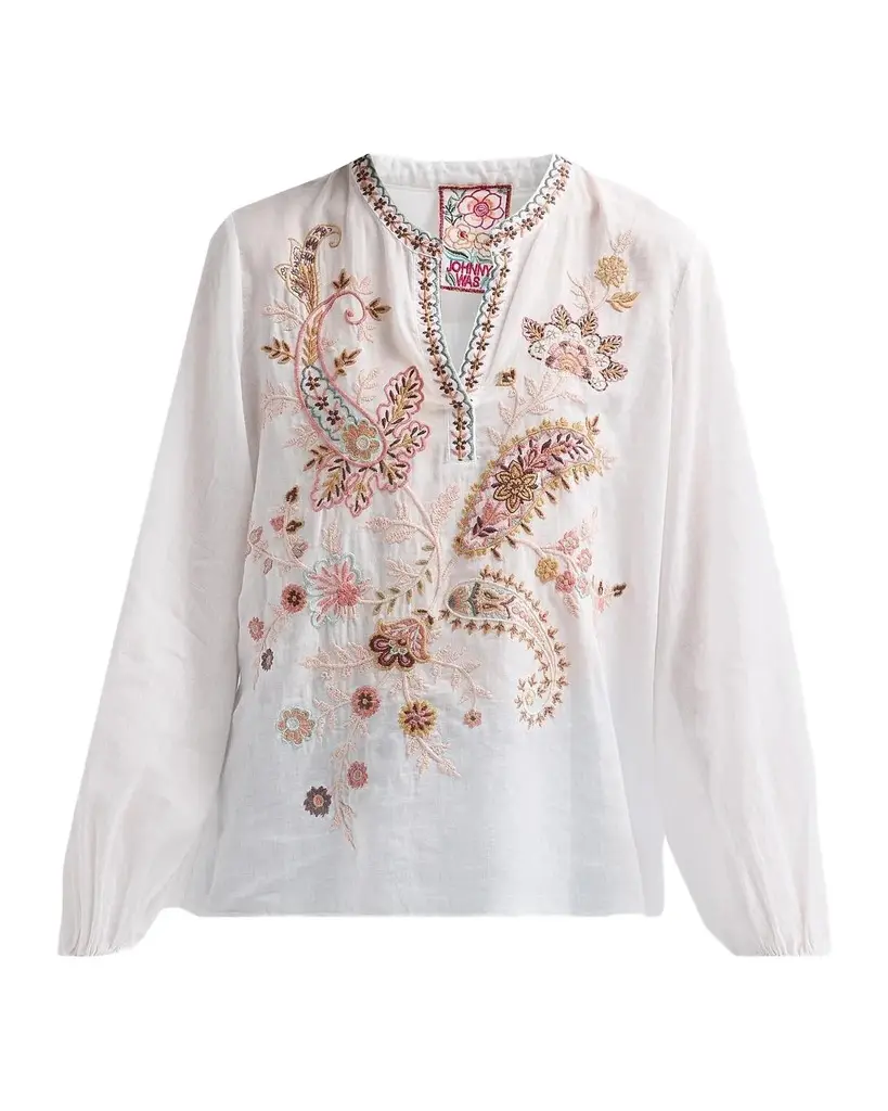 Lyora Embroidered Relaxed Swing Blouse