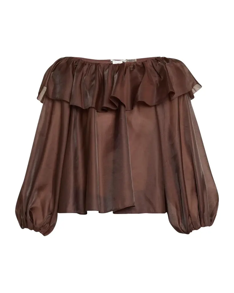 Alice + Olivia Alta Organza Off-Shoulder Blouse