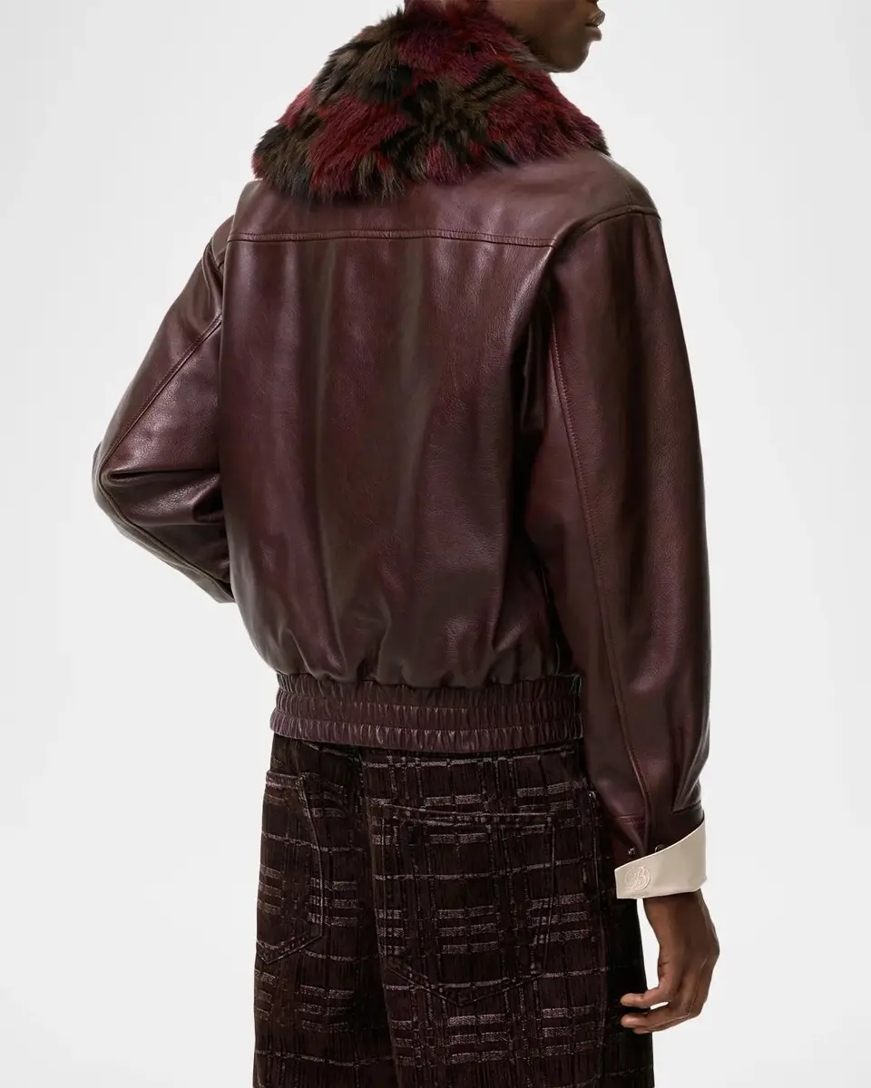 Burberry Men's Latchford Shearling-Collar Leather Jacket | Thumbnail 2 Burberry Men's Latchford Shearling-Collar Leather Jacket | Thumbnail 2