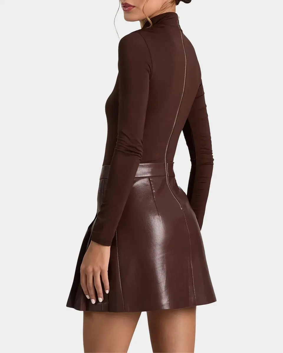 Alice + Olivia Chara Mixed-Media Pleated-Skirt Mini Dress | Thumbnail 3 Alice + Olivia Chara Mixed-Media Pleated-Skirt Mini Dress | Thumbnail 3