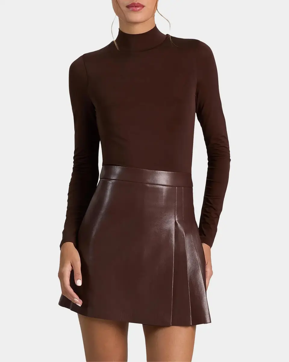 Alice + Olivia Chara Mixed-Media Pleated-Skirt Mini Dress | Thumbnail 4 Alice + Olivia Chara Mixed-Media Pleated-Skirt Mini Dress | Thumbnail 4