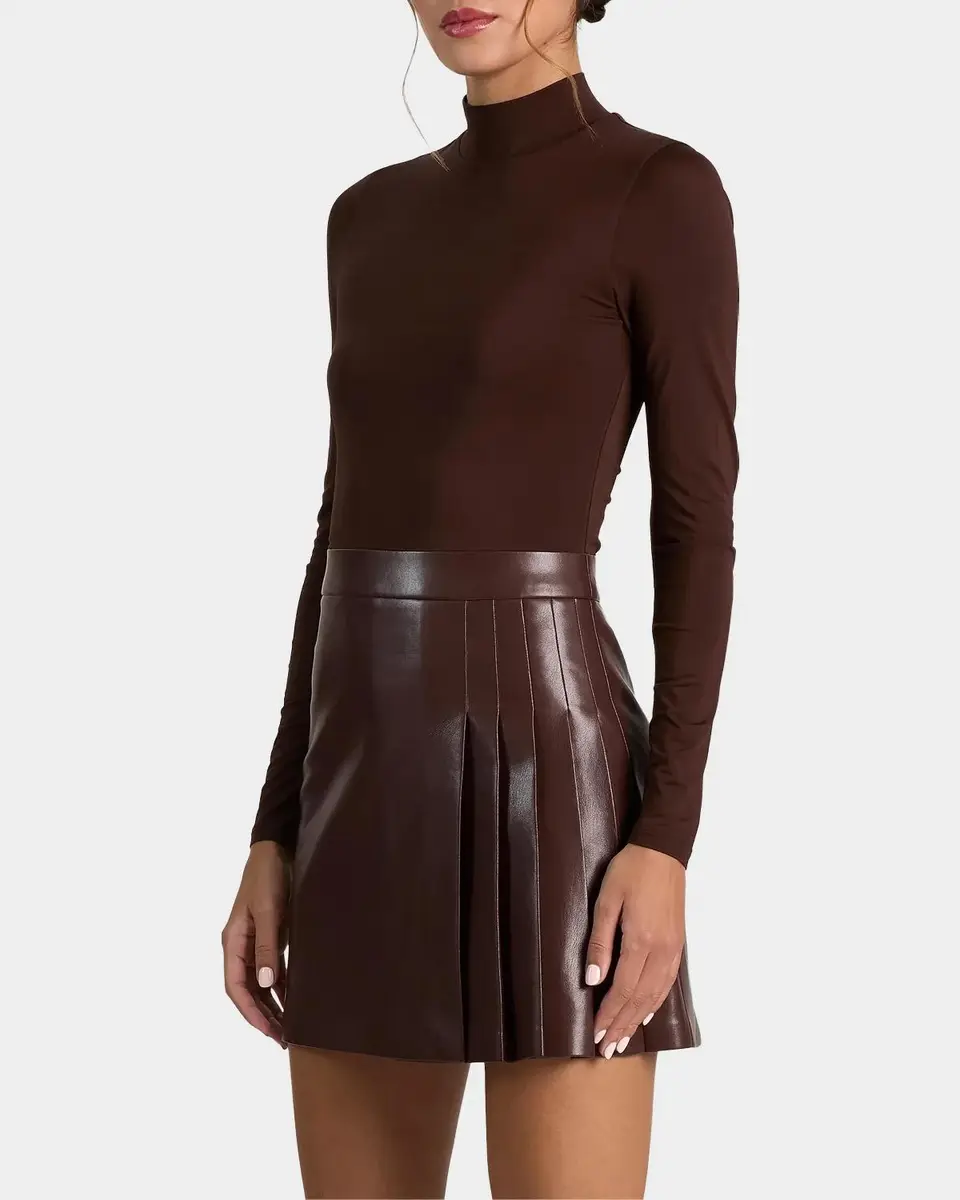 Alice + Olivia Chara Mixed-Media Pleated-Skirt Mini Dress | Thumbnail 5 Alice + Olivia Chara Mixed-Media Pleated-Skirt Mini Dress | Thumbnail 5