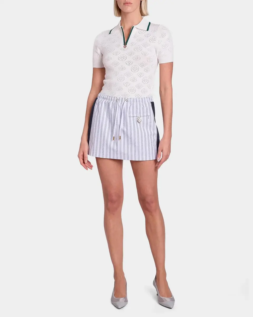 Casablanca Pinstriped Cotton Mini Drawstring Skirt | Thumbnail 2 Casablanca Pinstriped Cotton Mini Drawstring Skirt | Thumbnail 2
