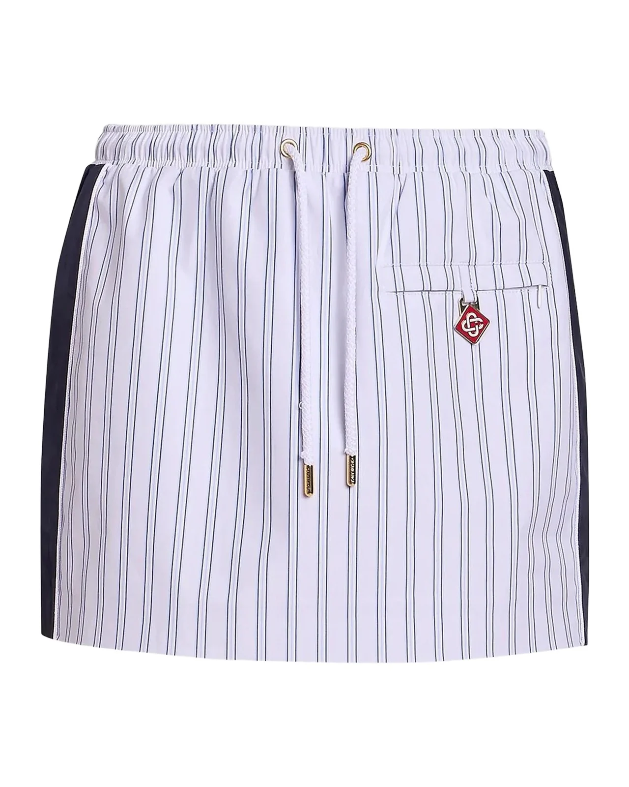 Casablanca Pinstriped Cotton Mini Drawstring Skirt