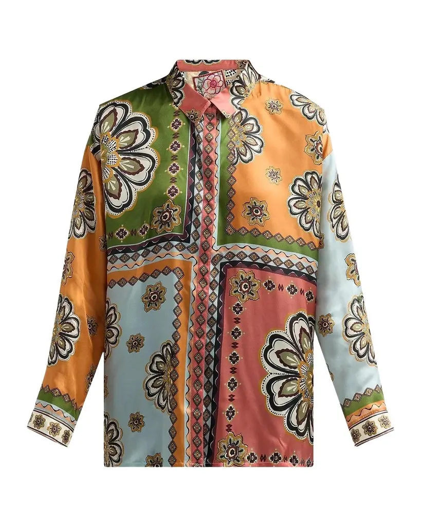 Johnny Was The Audrey Patchwork Button-Front Shirt