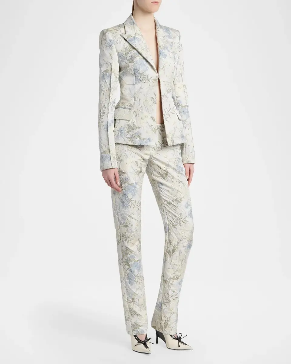 Alexander McQueen Floral Jacquard Single-Breasted Jacket | Thumbnail 2 Alexander McQueen Floral Jacquard Single-Breasted Jacket | Thumbnail 2