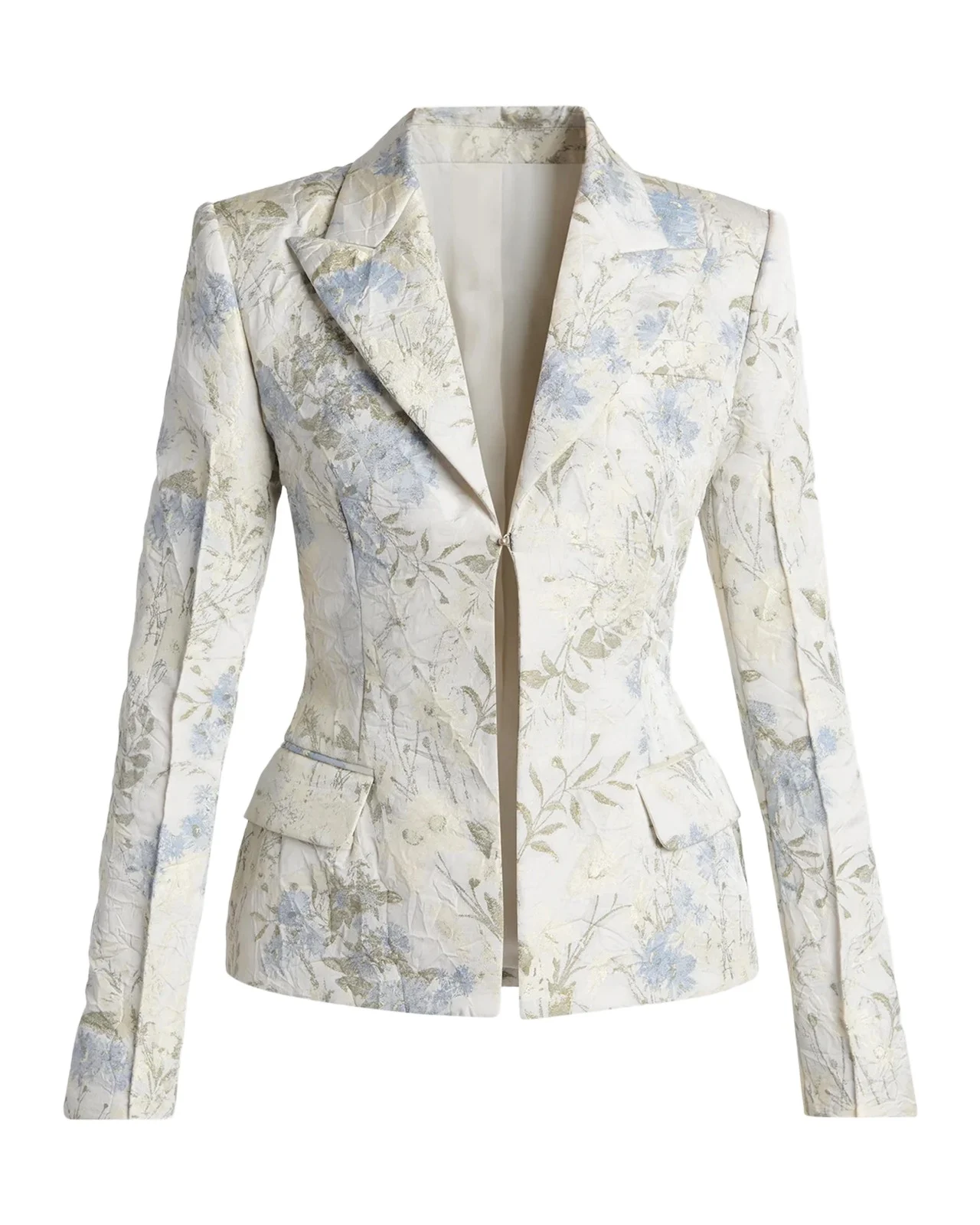 Floral Jacquard Single-Breasted Jacket Floral Jacquard Single-Breasted Jacket