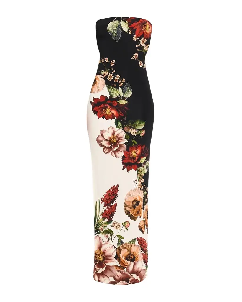 Alice + Olivia Delora Floral Strapless Maxi Dress