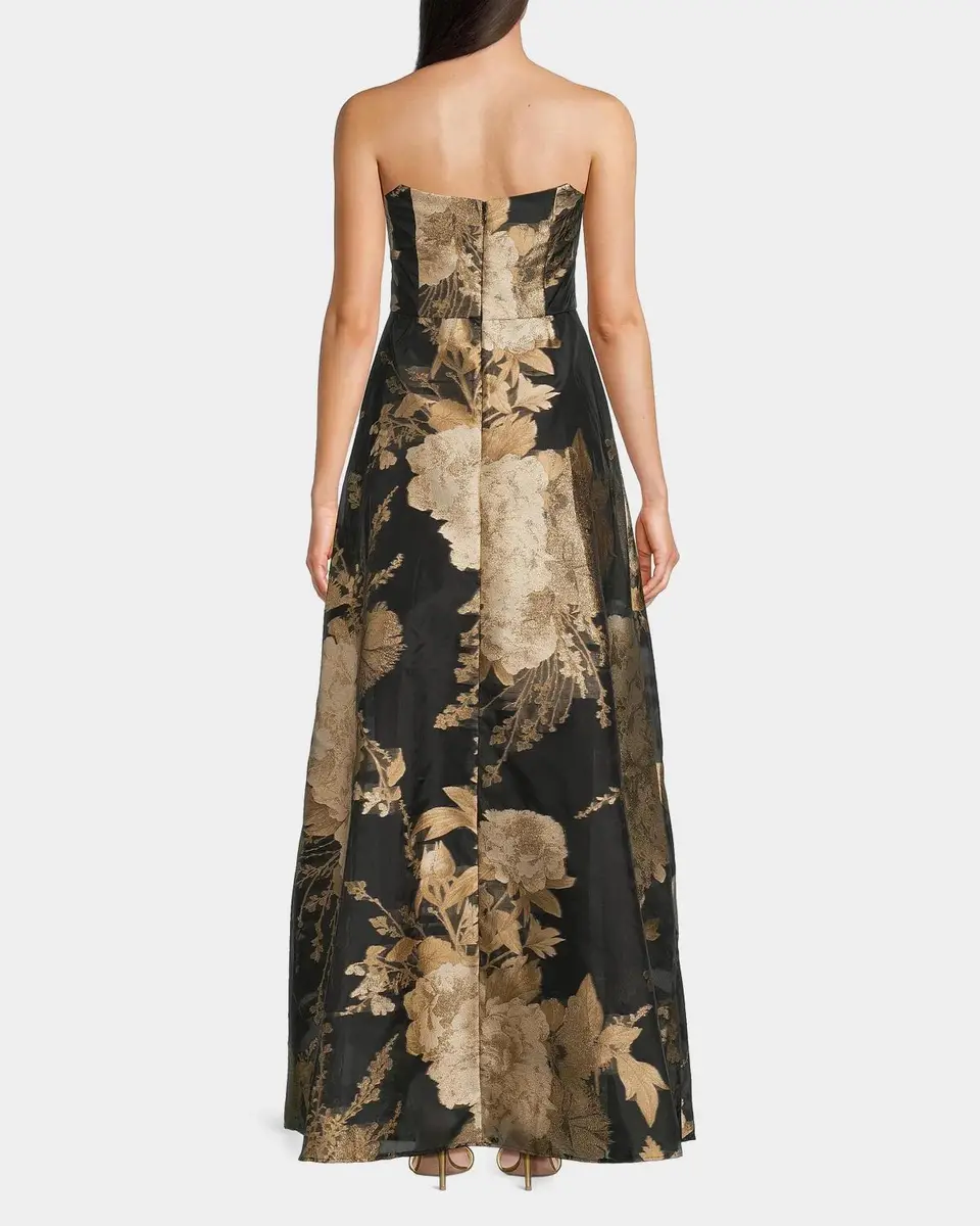 Kay Unger New York Willow Floral Metallic Organza Gown | Thumbnail 3