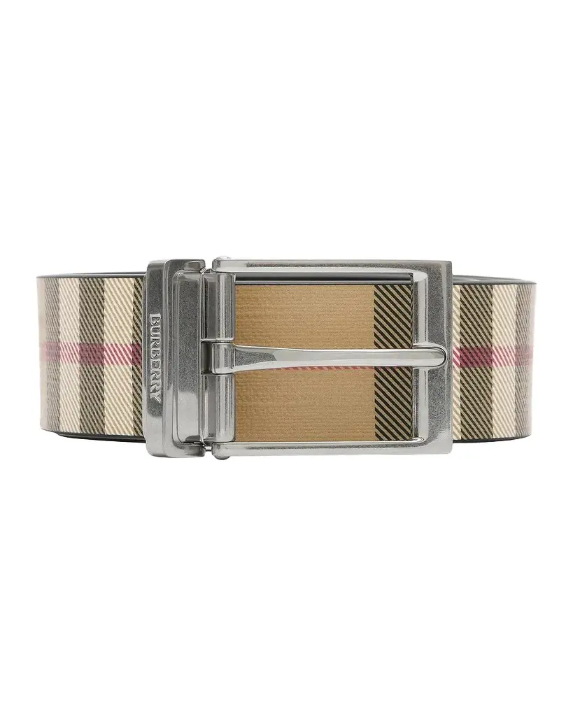 Burberry Leather Check Leather Reversible Belt | Image 1 Burberry Leather Check Leather Reversible Belt | Image 1