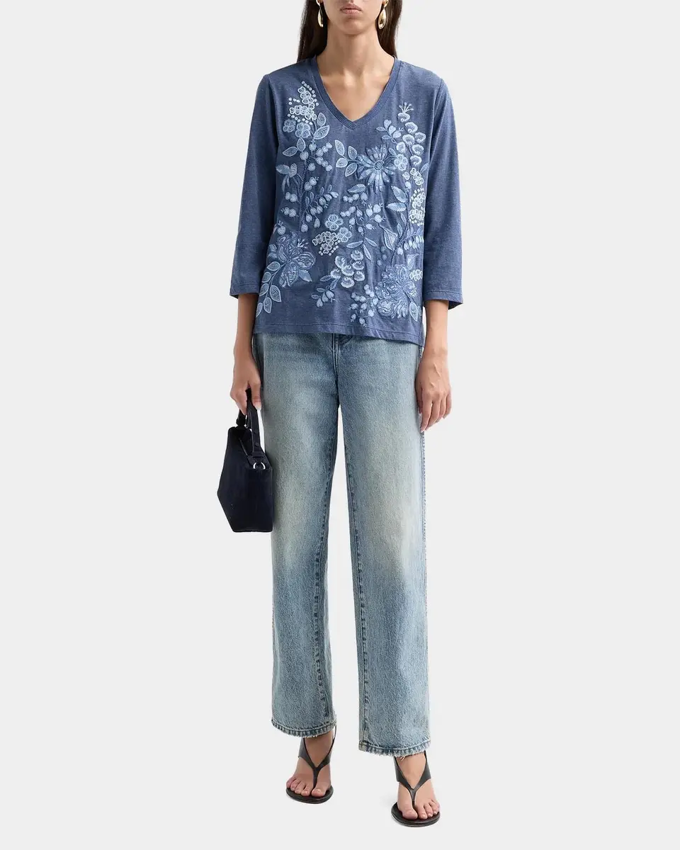 Johnny Was Sarai Floral-Embroidered Cotton T-Shirt | Thumbnail 2 Johnny Was Sarai Floral-Embroidered Cotton T-Shirt | Thumbnail 2