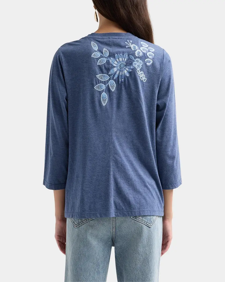Johnny Was Sarai Floral-Embroidered Cotton T-Shirt | Thumbnail 3 Johnny Was Sarai Floral-Embroidered Cotton T-Shirt | Thumbnail 3
