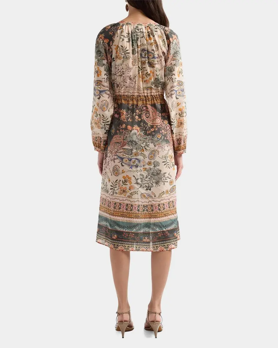 Johnny Was Michaella Printed Cotton-Silk Midi Dress | Thumbnail 3