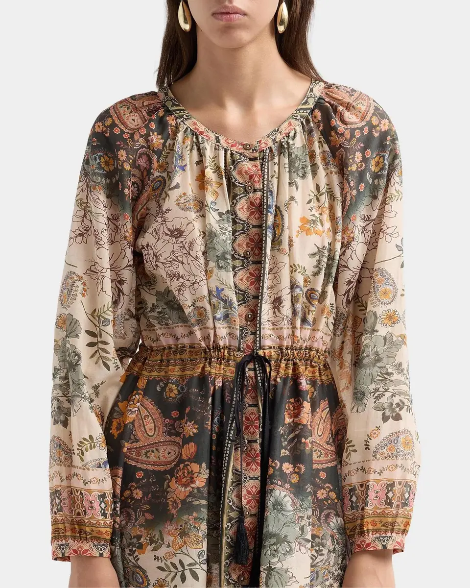 Johnny Was Michaella Printed Cotton-Silk Midi Dress | Thumbnail 5