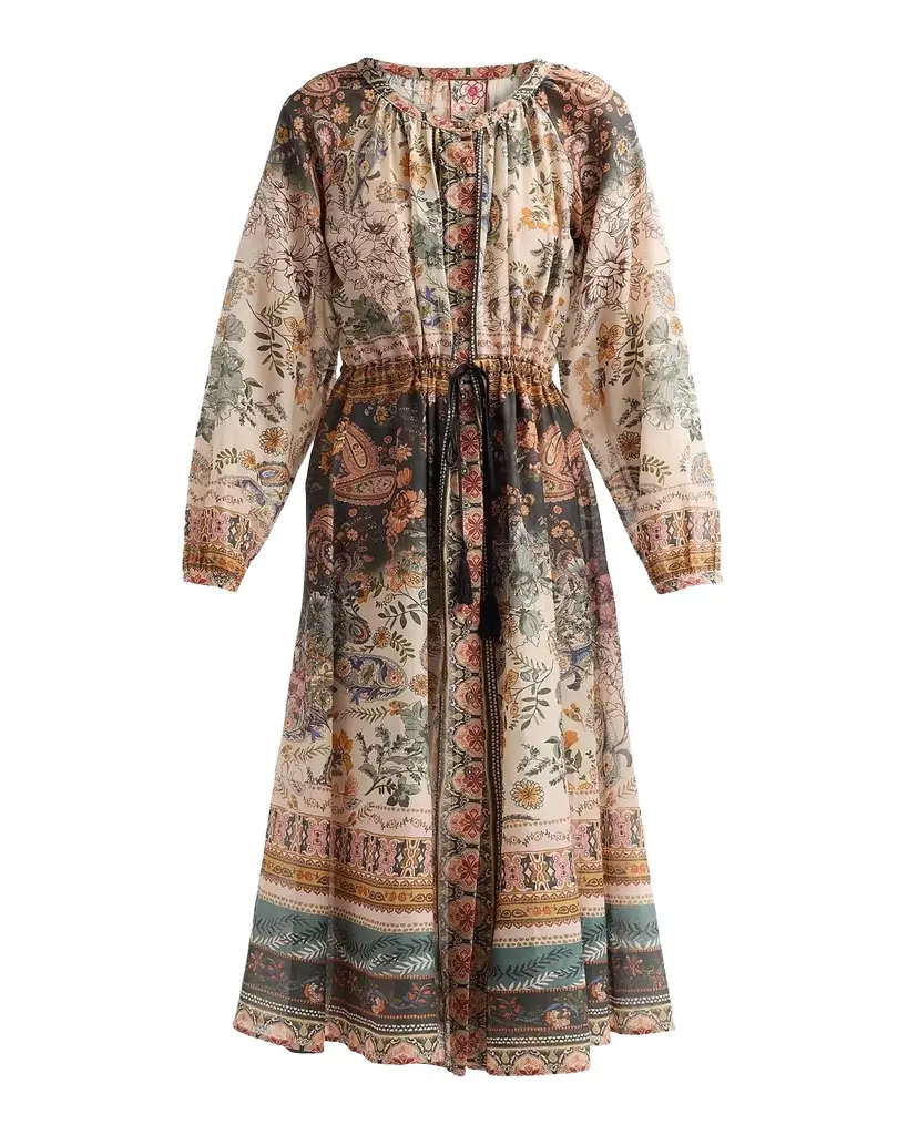 Johnny Was Michaella Printed Cotton-Silk Midi Dress