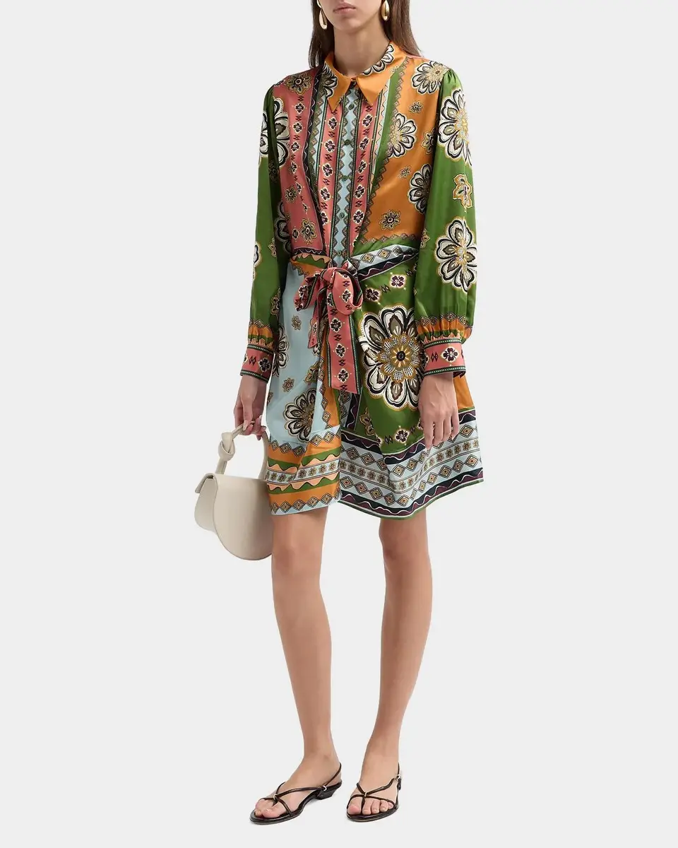 Johnny Was Maxima Tie-Waist Patchwork Mini Shirtdress | Thumbnail 4 Johnny Was Maxima Tie-Waist Patchwork Mini Shirtdress | Thumbnail 4