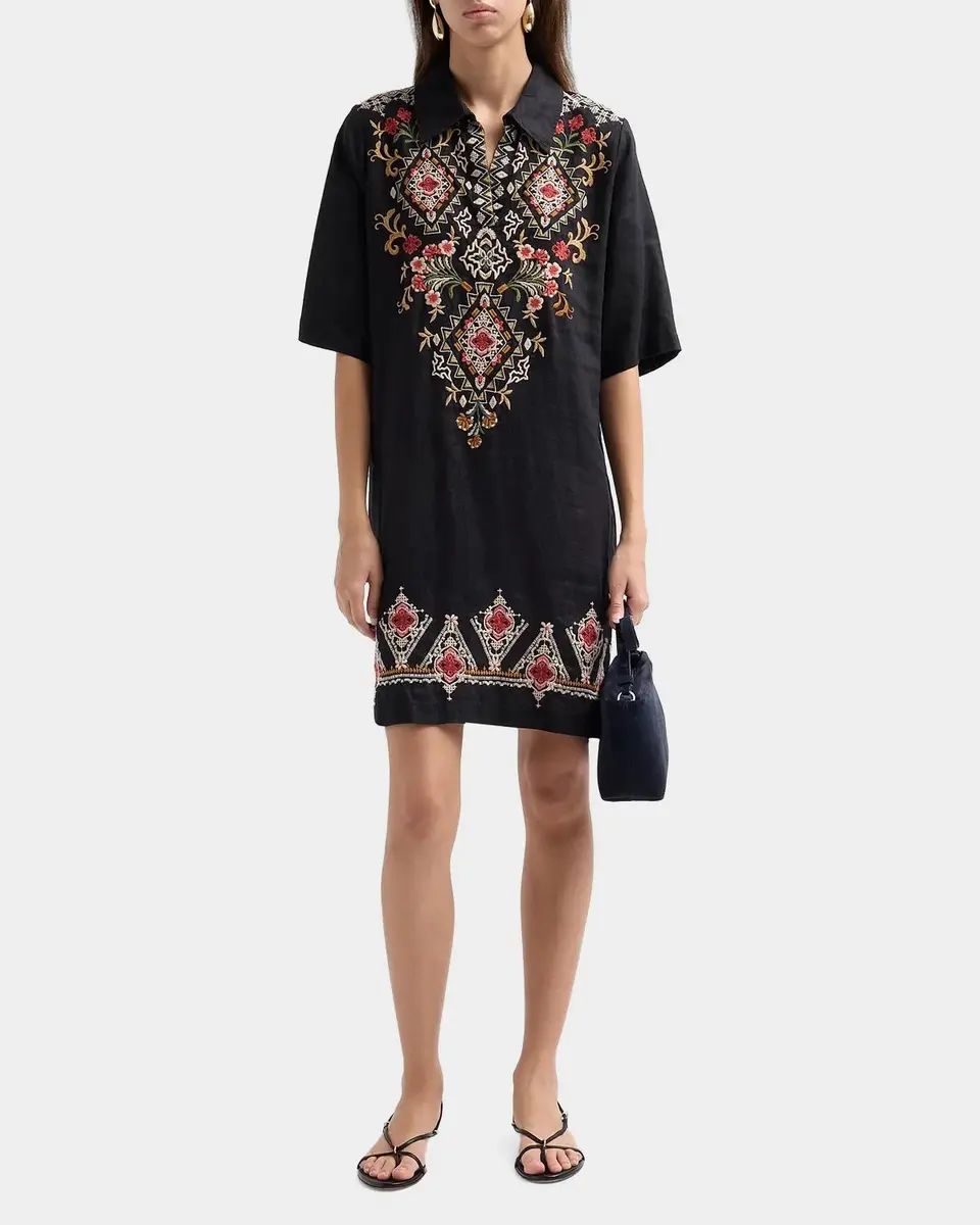Johnny Was Embroidered Linen Mini Shift Dress | Thumbnail 2 Johnny Was Embroidered Linen Mini Shift Dress | Thumbnail 2
