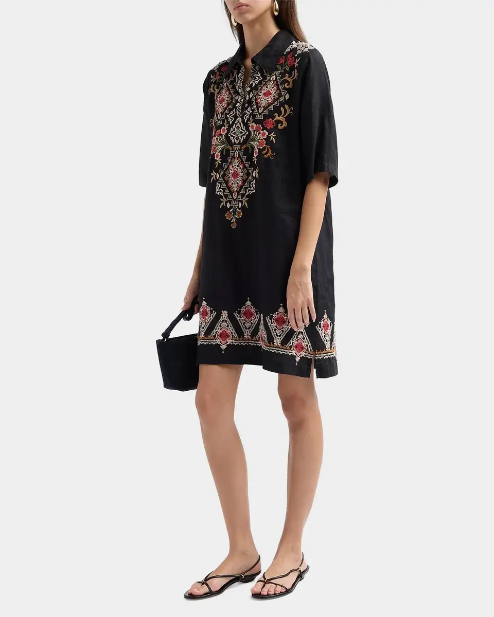 Johnny Was Embroidered Linen Mini Shift Dress | Thumbnail 4 Johnny Was Embroidered Linen Mini Shift Dress | Thumbnail 4