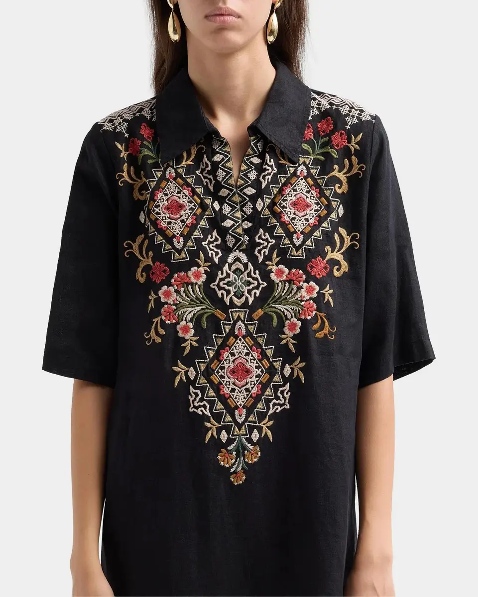 Johnny Was Embroidered Linen Mini Shift Dress | Thumbnail 5 Johnny Was Embroidered Linen Mini Shift Dress | Thumbnail 5