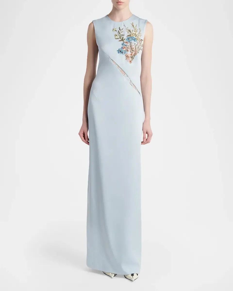 Alexander McQueen Sleeveless Lace-Inset Beaded Maxi Dress | Thumbnail 2