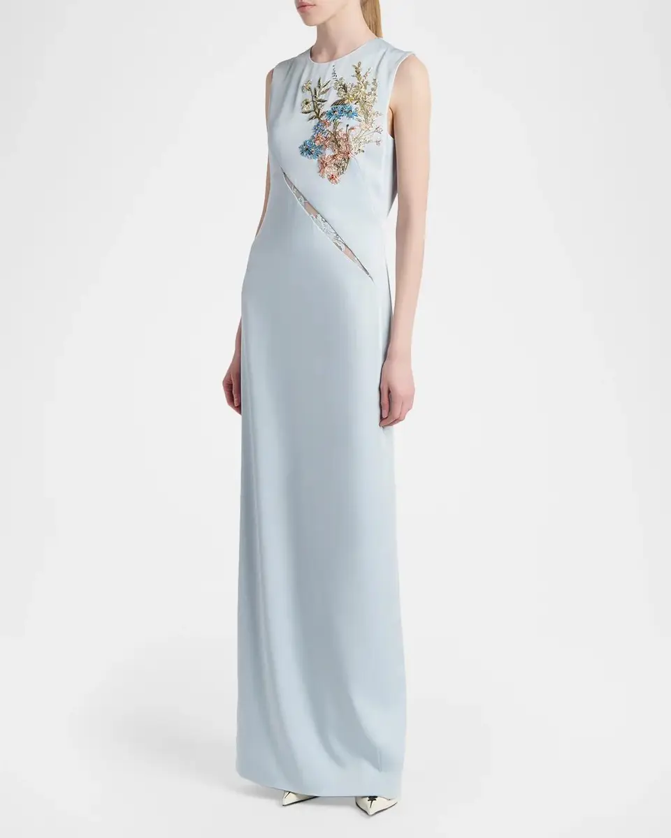 Alexander McQueen Sleeveless Lace-Inset Beaded Maxi Dress | Thumbnail 4