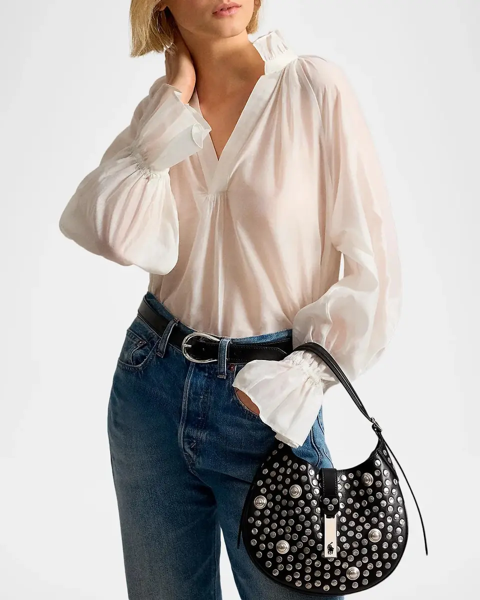 Polo Ralph Lauren Studded Leather Saddle Bag | Thumbnail 2
