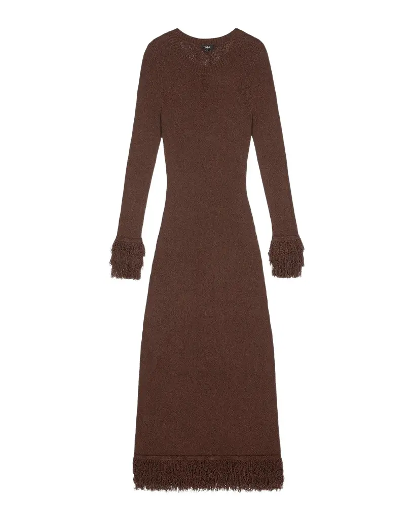 RAILS Alejandra Fringe-Trim Knit Midi Dress