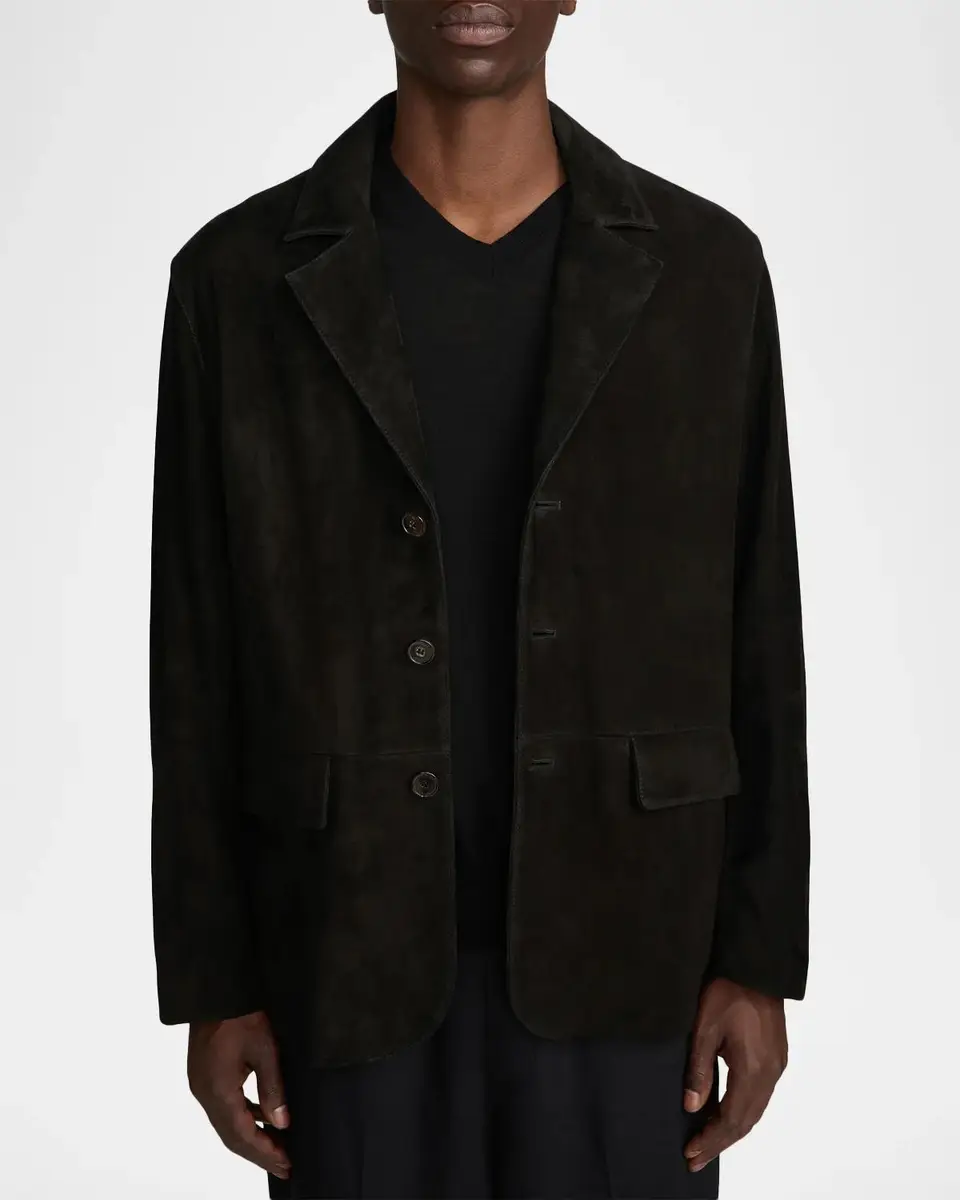 Frame Men's Suede Single-Breasted Blazer | Thumbnail 4 Frame Men's Suede Single-Breasted Blazer | Thumbnail 4