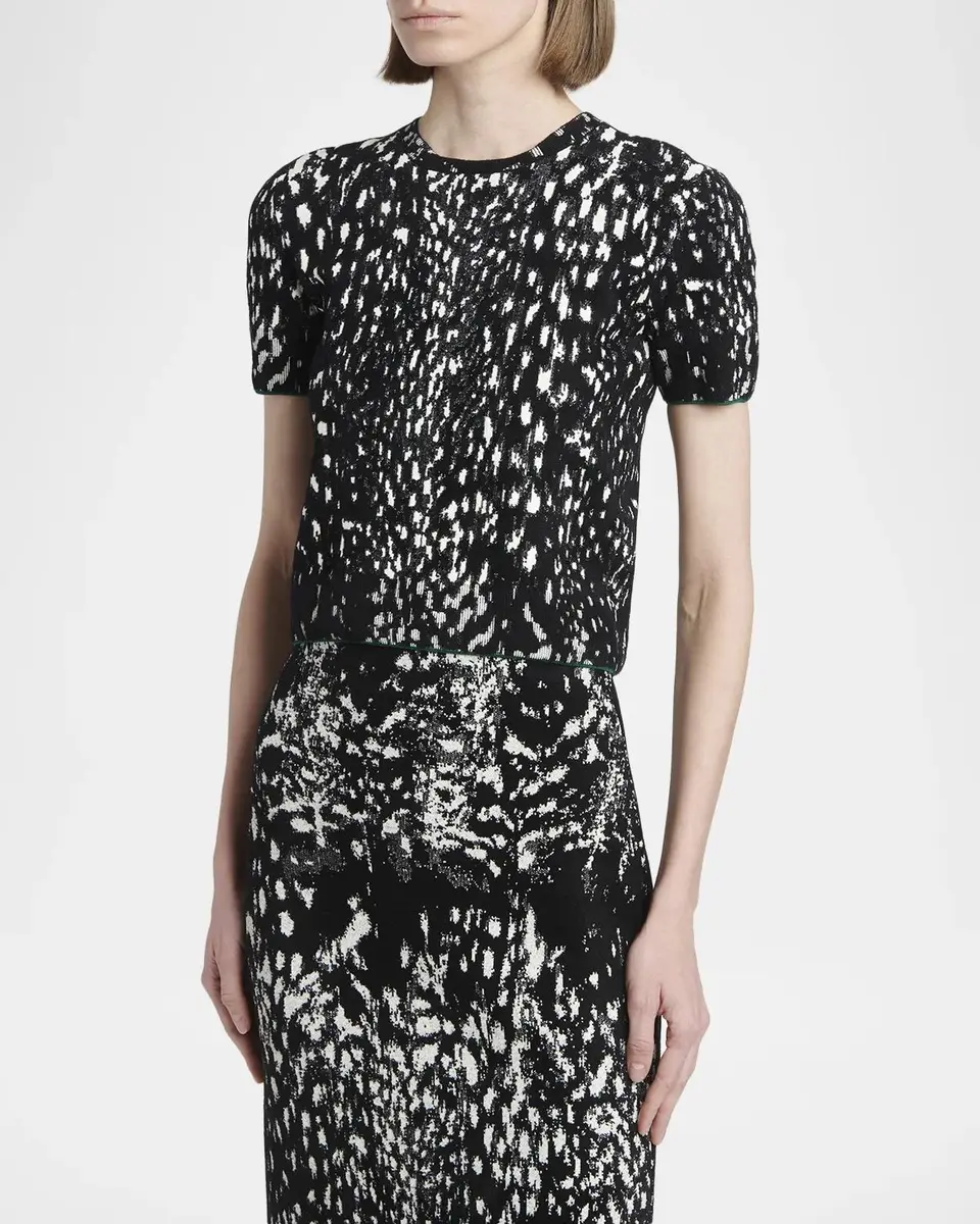 TOM FORD Boutique Lynx Jacquard Compact Velvet Viscose Short-Sleeve T-Shirt | Thumbnail 4 TOM FORD Boutique Lynx Jacquard Compact Velvet Viscose Short-Sleeve T-Shirt | Thumbnail 4