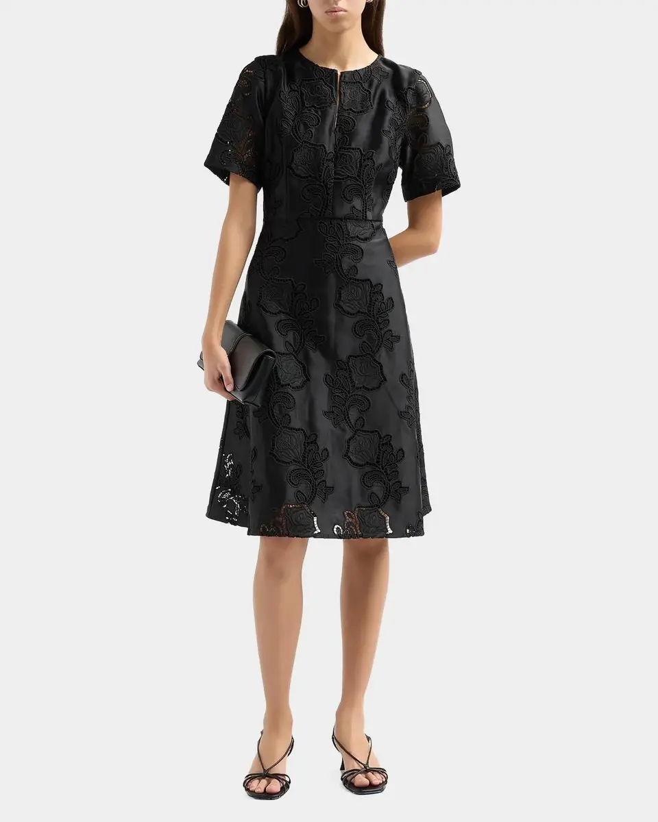 Misook Floral-Embroidered Knee-Length Dress | Thumbnail 2 Misook Floral-Embroidered Knee-Length Dress | Thumbnail 2