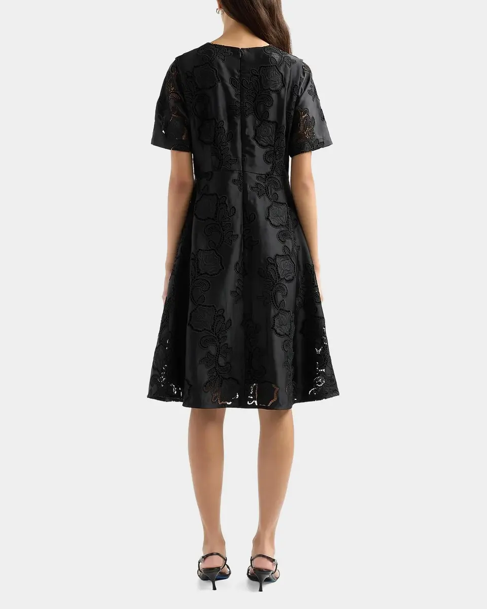 Misook Floral-Embroidered Knee-Length Dress | Thumbnail 3 Misook Floral-Embroidered Knee-Length Dress | Thumbnail 3
