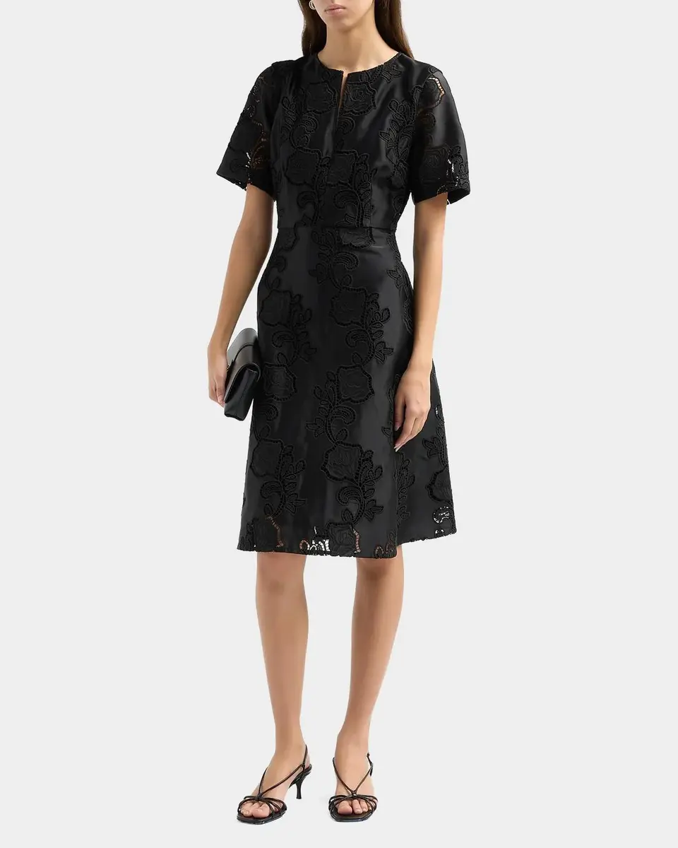 Misook Floral-Embroidered Knee-Length Dress | Thumbnail 4 Misook Floral-Embroidered Knee-Length Dress | Thumbnail 4