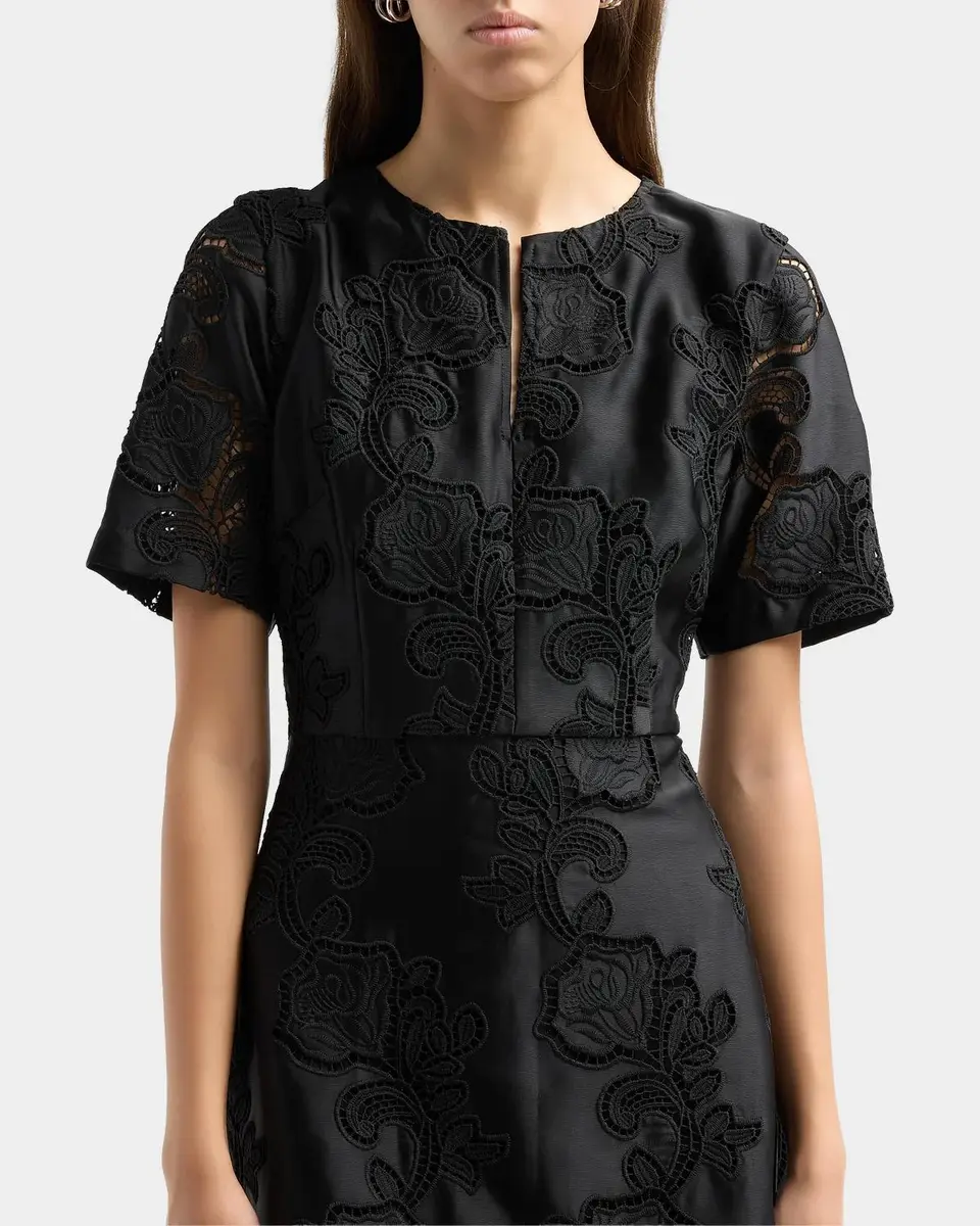 Misook Floral-Embroidered Knee-Length Dress | Thumbnail 5 Misook Floral-Embroidered Knee-Length Dress | Thumbnail 5
