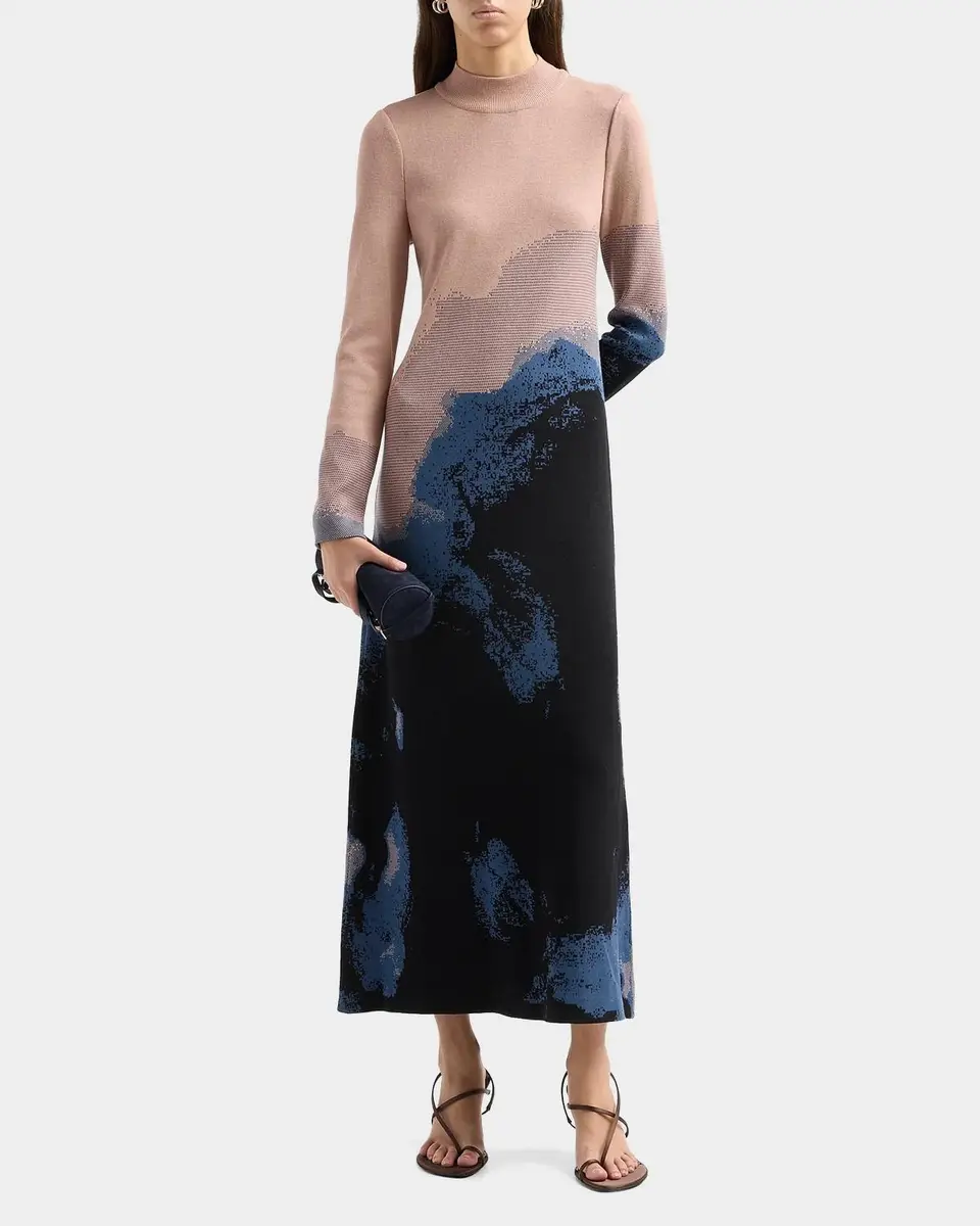 Misook Abstract Long-Sleeve A-Line Maxi Dress | Thumbnail 2 Misook Abstract Long-Sleeve A-Line Maxi Dress | Thumbnail 2