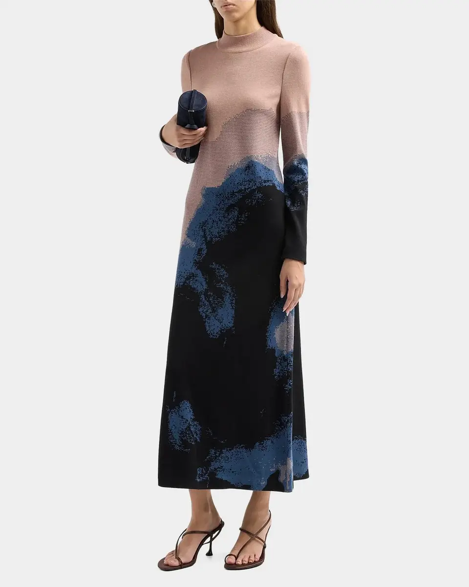 Misook Abstract Long-Sleeve A-Line Maxi Dress | Thumbnail 5 Misook Abstract Long-Sleeve A-Line Maxi Dress | Thumbnail 5