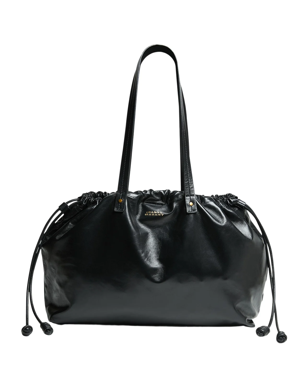 Isabel Marant Silven East-West Drawstring Leather Shoulder Bag