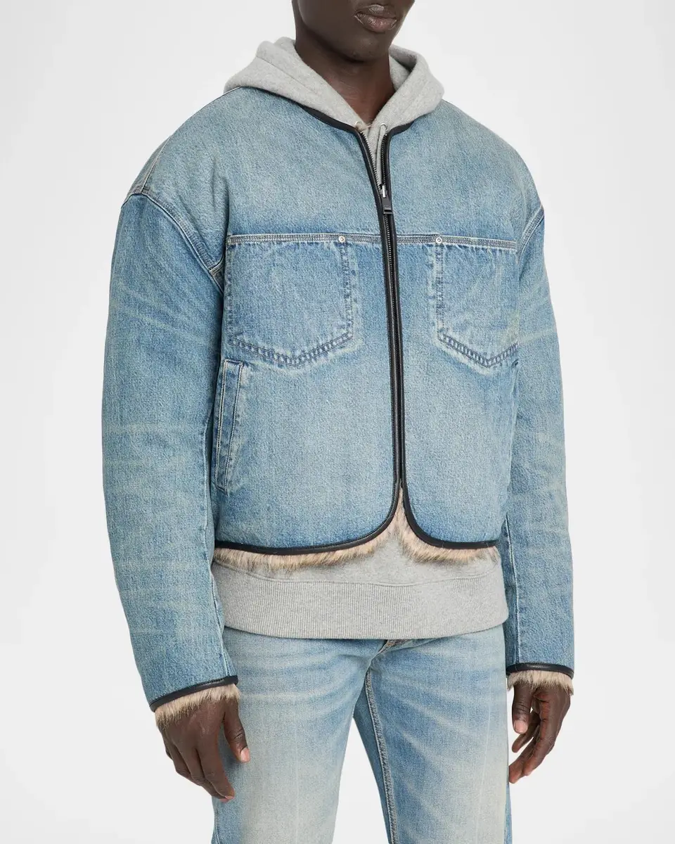PURPLE Reversible Faux Fur & Denim Jacket | Thumbnail 4 PURPLE Reversible Faux Fur & Denim Jacket | Thumbnail 4