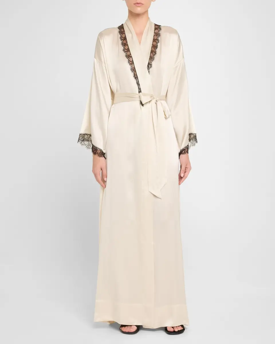 Kiki de Montparnasse Lace-Trim Silk Robe | Thumbnail 2 Kiki de Montparnasse Lace-Trim Silk Robe | Thumbnail 2