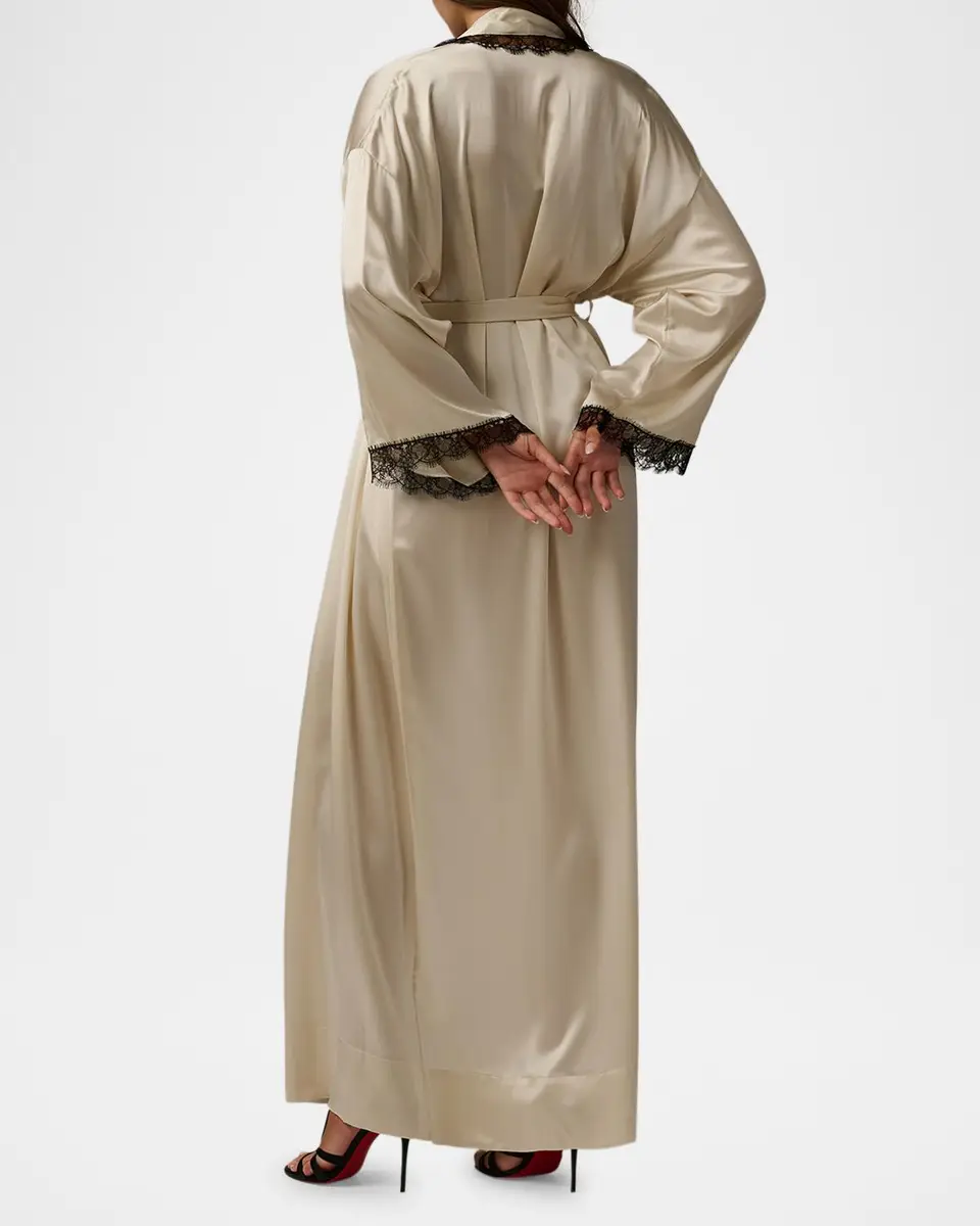 Kiki de Montparnasse Lace-Trim Silk Robe | Thumbnail 3 Kiki de Montparnasse Lace-Trim Silk Robe | Thumbnail 3