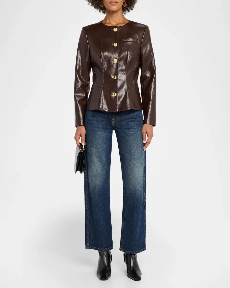 Milly Wells Slim-Fit Vegan Leather Jacket | Thumbnail 2 Milly Wells Slim-Fit Vegan Leather Jacket | Thumbnail 2