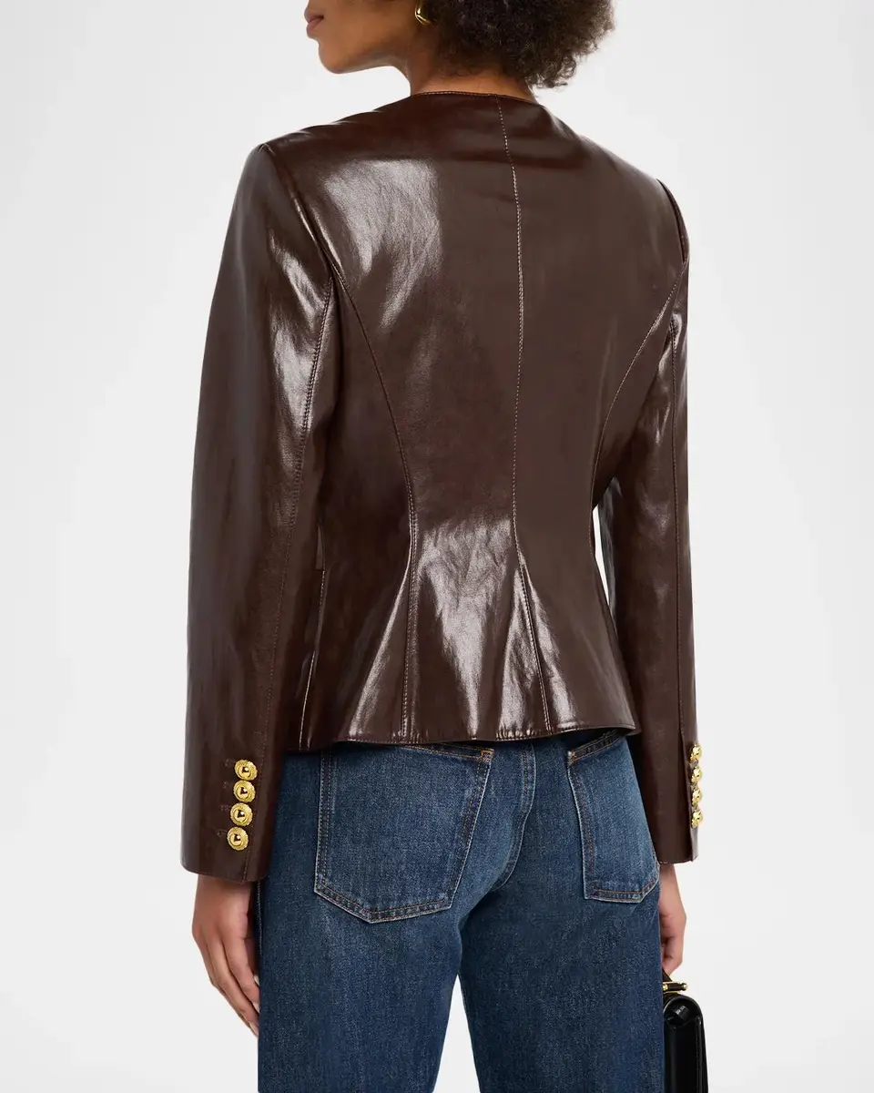 Milly Wells Slim-Fit Vegan Leather Jacket | Thumbnail 3 Milly Wells Slim-Fit Vegan Leather Jacket | Thumbnail 3