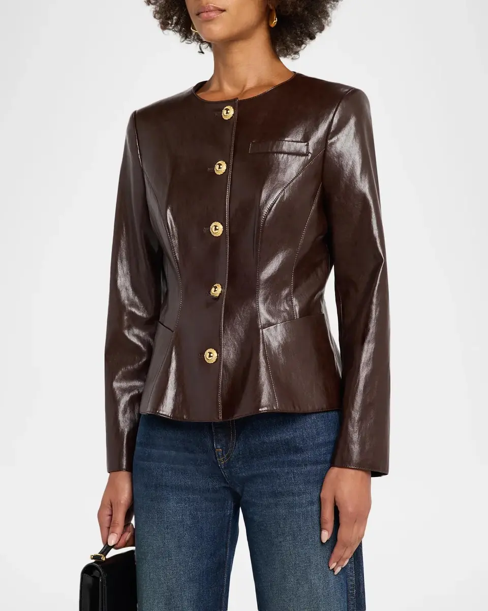 Milly Wells Slim-Fit Vegan Leather Jacket | Thumbnail 4 Milly Wells Slim-Fit Vegan Leather Jacket | Thumbnail 4
